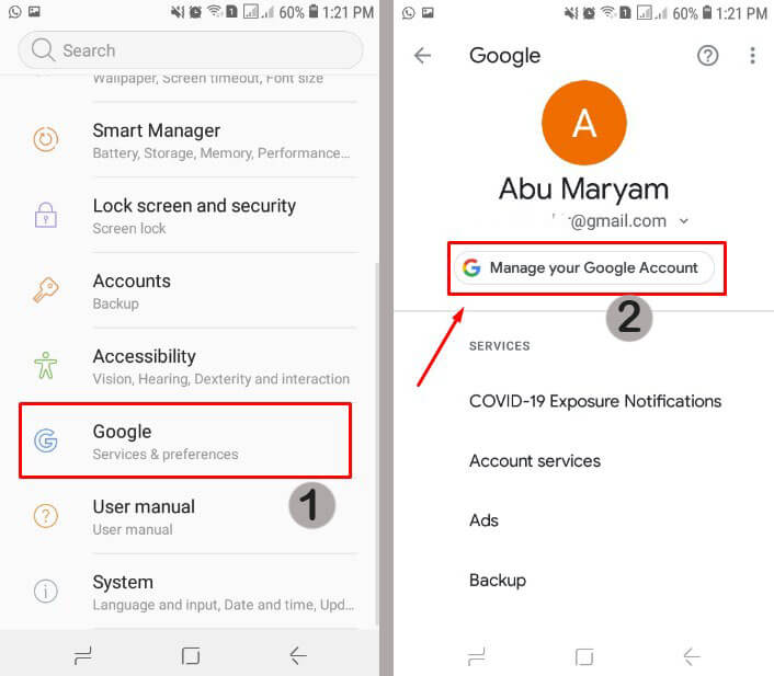 pengaturan akun google di hp android