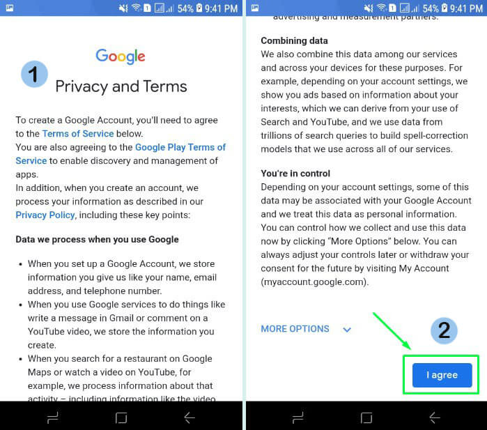 11. Pilih I agree di Privacy and Terms