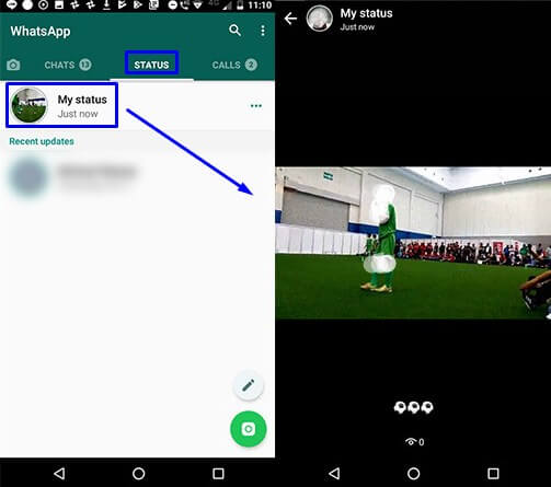 6. Lihat status yang sudah dibuat di menu status pada WhatsApp