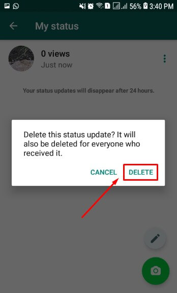 Pilih DELETE pada jendela yang muncul