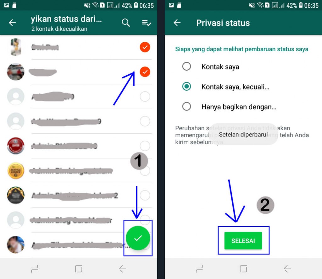 cara menyembunyikan status WA