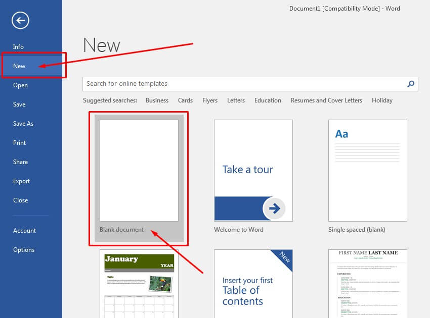 Cara Membuat file atau dokumen baru di word 2016