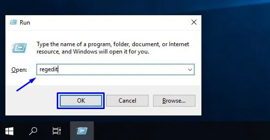 Buka Regedit melalui Windows Run