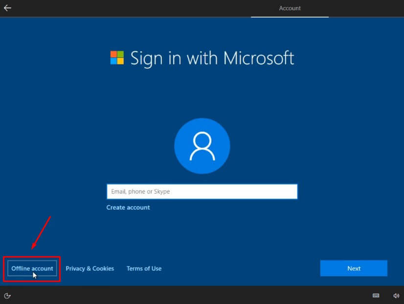 Pilih Offline Account
