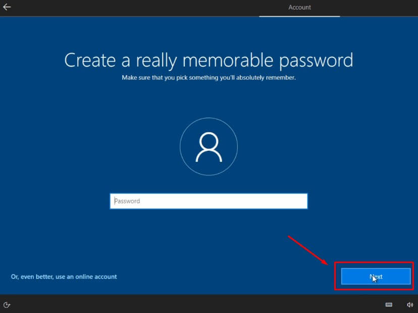 Pilih Password Next