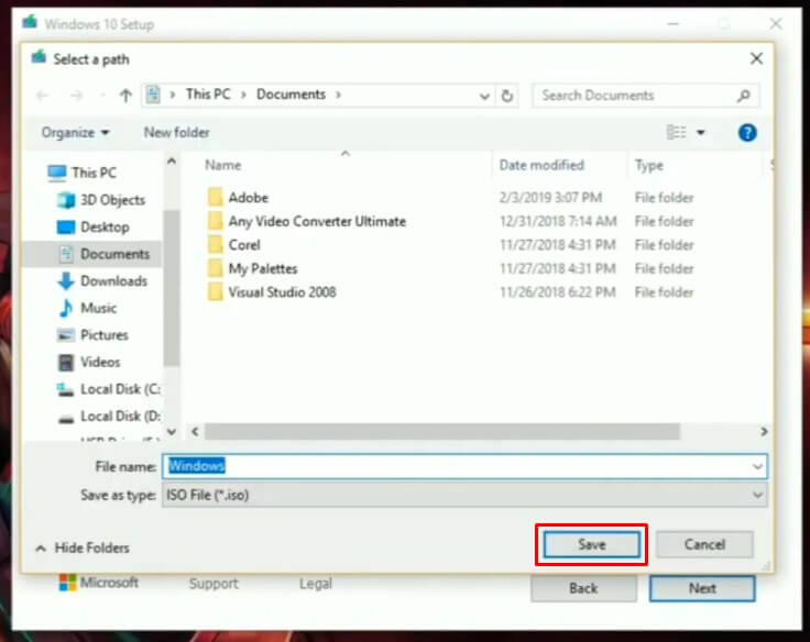 Simpan File ISO Windows 10