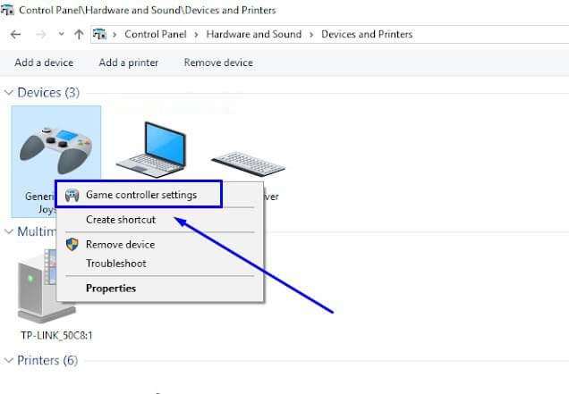 Pilih Game Controller Settings