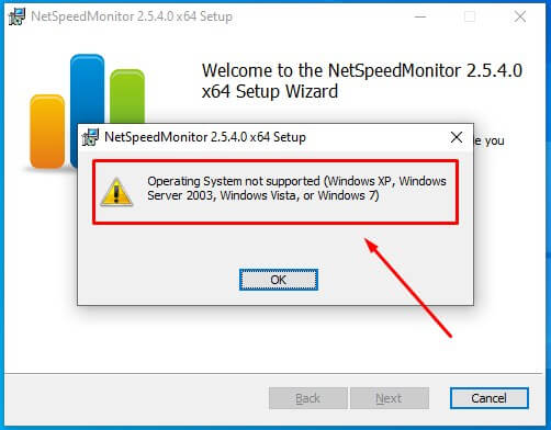 Aplikasi windows 7 di Windows 10 gagal install