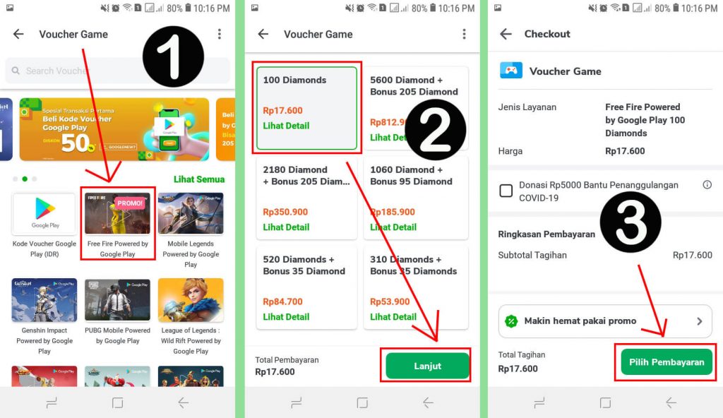 Cara beli diamond dengan Aplikasi top up Diamond FF Tokopedia