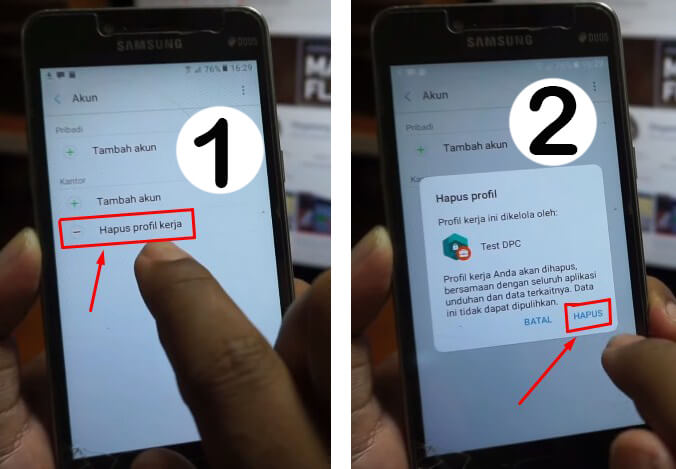 Cara hapus akun Test DPC setelah berhasil bypass Akun Goolge FRP Samsung J2 Prime