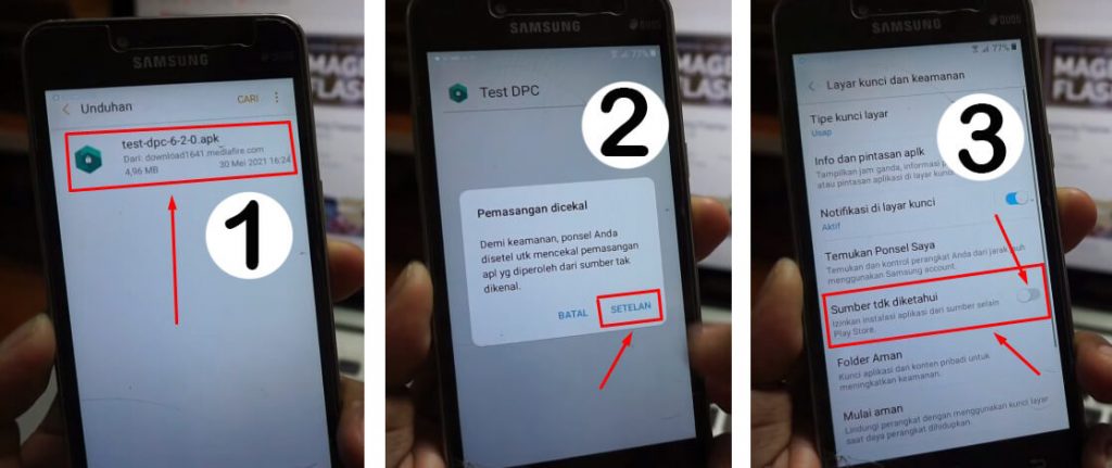 Install Test DPC untuk Mengatasi Samsung J2 Prime Lupa Akun Google