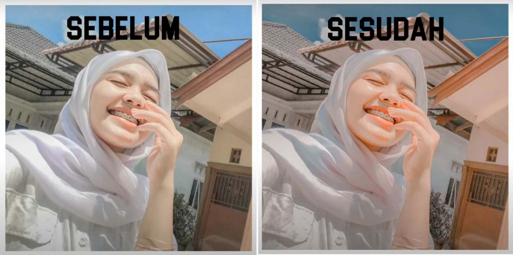 Sebelum dan Sesudah menggunakan Rumus Lightroom Selfie Glowing ala Selebgram