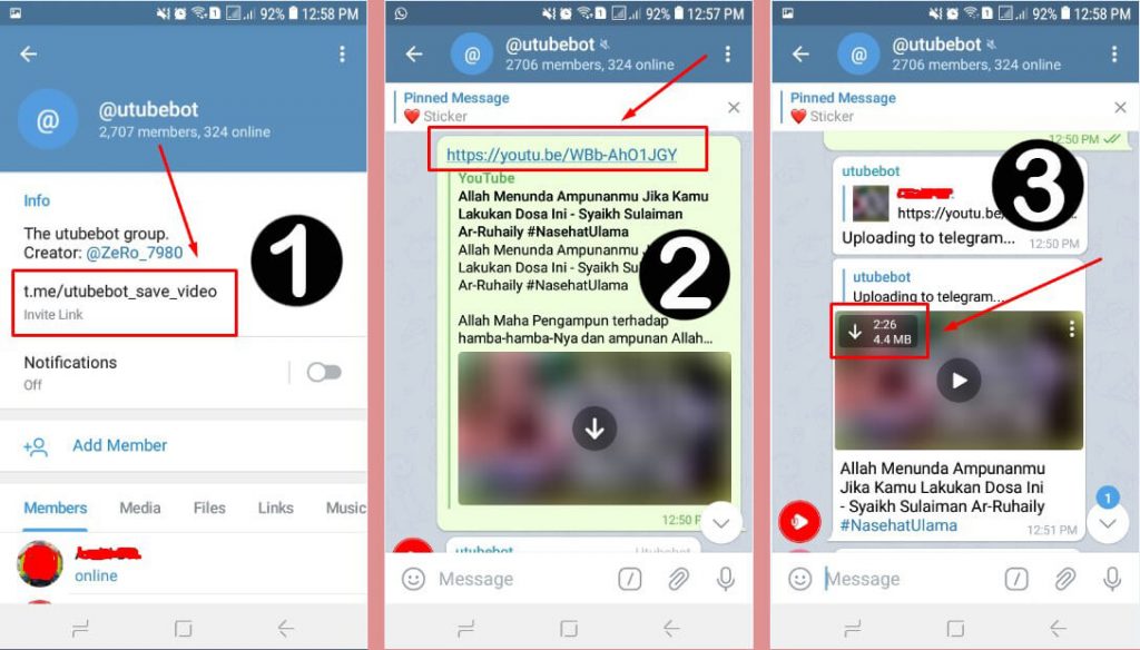Grup Utubebot untuk download video youtube di telegram
