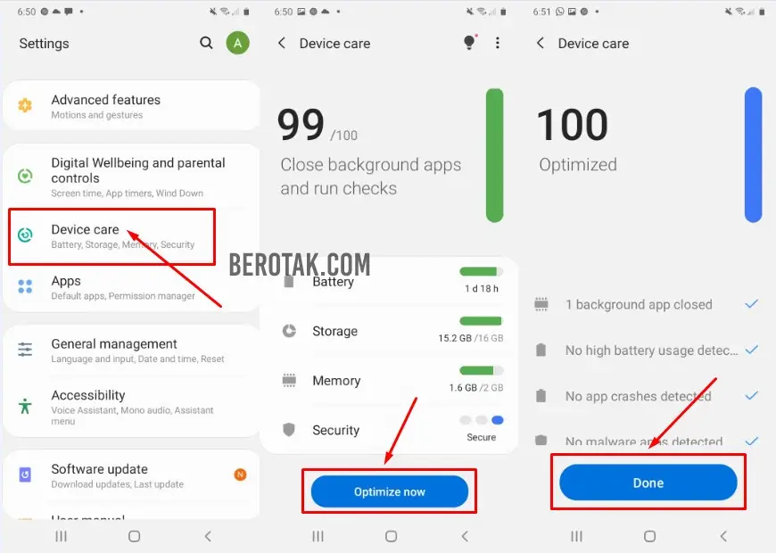 Cara menghapus file sampah di HP Samsung dengan Device Care