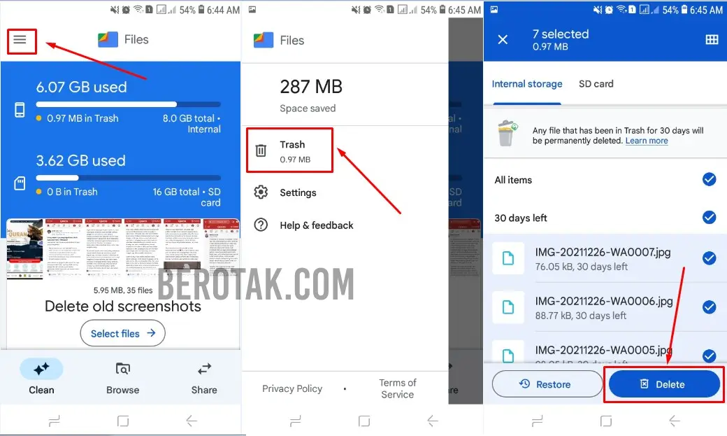 cara buang file sampah di android Samsung melalui File Manager