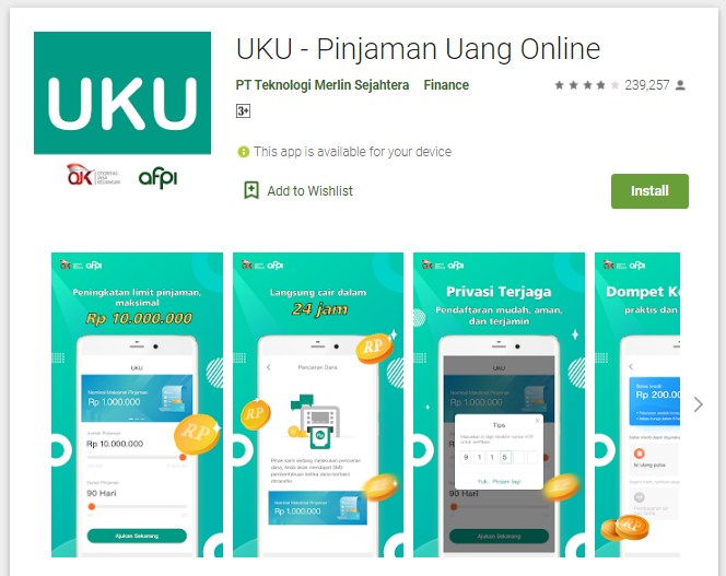 UKU - Pinjaman Uang Online terdaftar di OJK