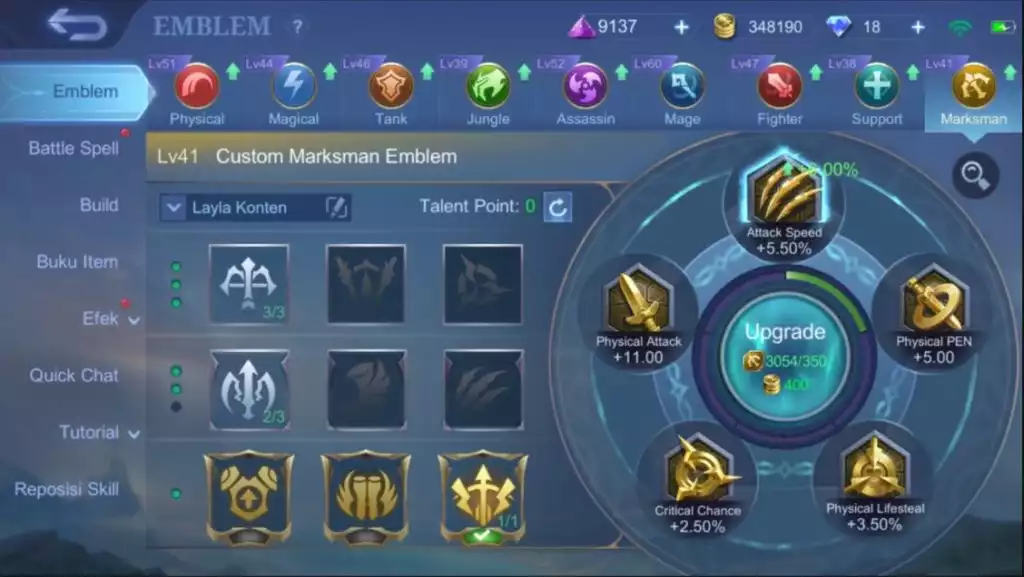 Build Item Emblem Layla Tersakit