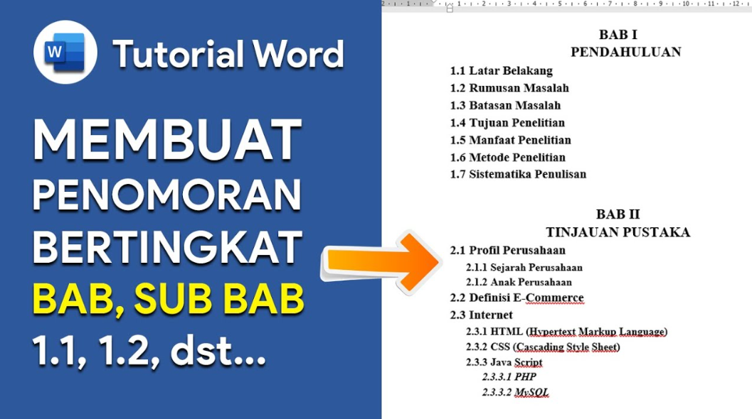 Contoh penomoran dan penulisan sub bab makalah