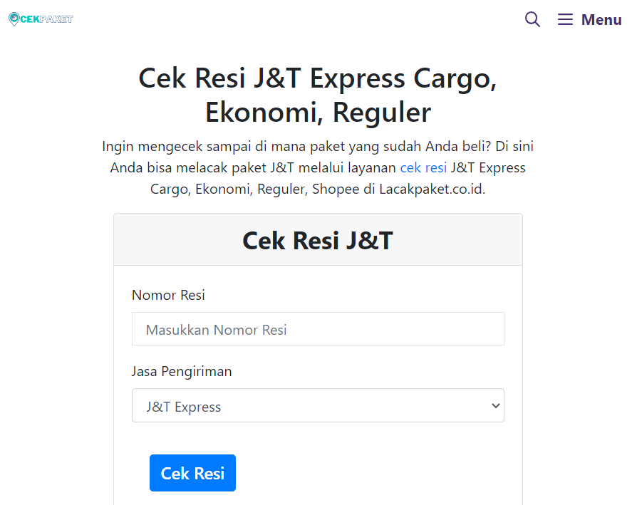 cek resi jnt via lacakpaket